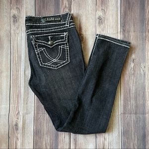 LA Idol black denim jeans white stitching size 13